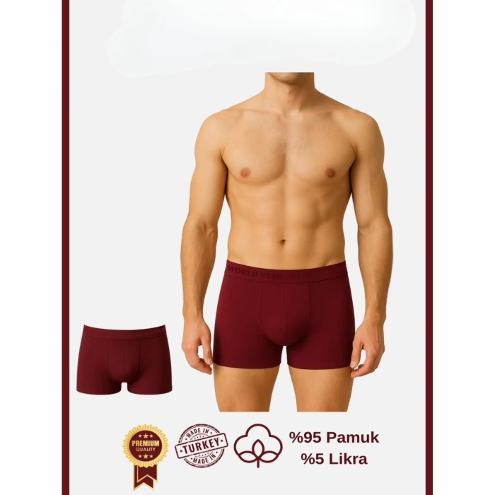 Sana Ne Lazımdı Pamuklu Düz Bordo Renk Erkek Boxer