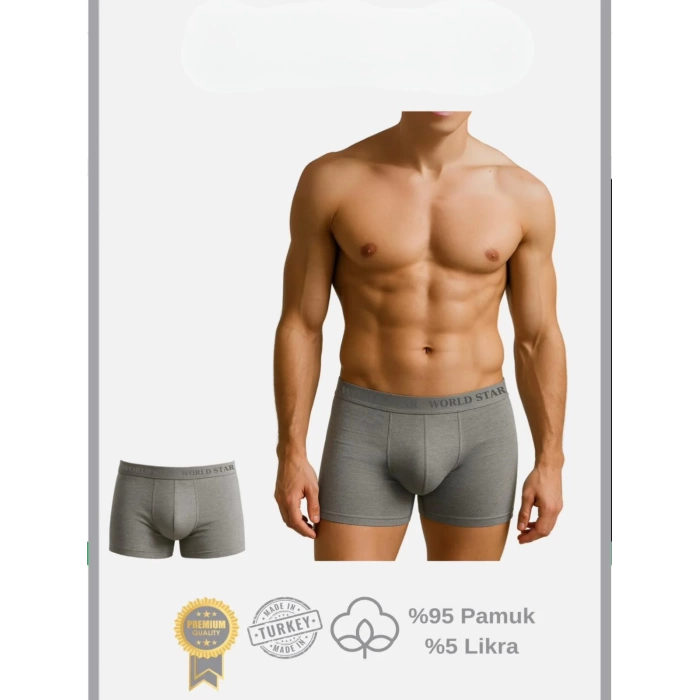 Sana Ne Lazımdı Pamuklu Düz Gri Renk Erkek Boxer
