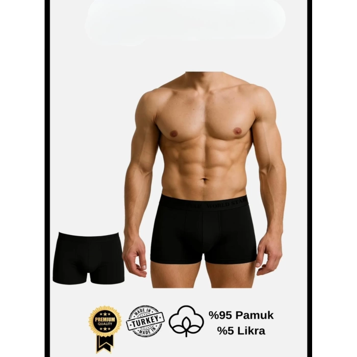 Sana Ne Lazımdı Pamuklu Düz Siyah Renk Erkek Boxer
