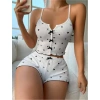 Sana Ne Lazımdı Beyaz Üstüne Siyah Kalp Desenli Askılı Şortlu Pijama Takımı
