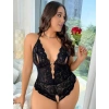 Sana Ne Lazımdı Büyük Beden Siyah Dantel İşlemeli Özel Bölgesi Açık Fantezi Babydoll
