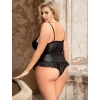 Sana Ne Lazımdı Büyük Beden Siyah Parlak Dantel İşlemeli Fermuarlı Fantezi Babydoll
