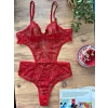 Sana Ne Lazımdı Çiçek Desenli Kırmızı Bodysuit