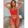 Sana Ne Lazımdı Kırmızı Dantelli Jartiyer Fantezi Seksi Büstiyer Takımı
