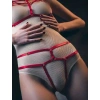Sana Ne Lazımdı Kırmızı Fantezi Deri Sütyen Külot Harness