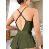 Sana Ne Lazımdı Koyu Yeşil Dantel İşlemeli Kurdelalı Fantezi Tül Babydoll