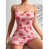 Sana Ne Lazımdı Pamuklu Kiss Öpücük Desen Pembe Şortlu Pijama Takımı