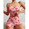 Sana Ne Lazımdı Pamuklu Kiss Öpücük Desen Pembe Şortlu Pijama Takımı