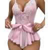 Sana Ne Lazımdı Pembe Dantel İşlemeli Kurdelalı Fantezi Tül Babydoll