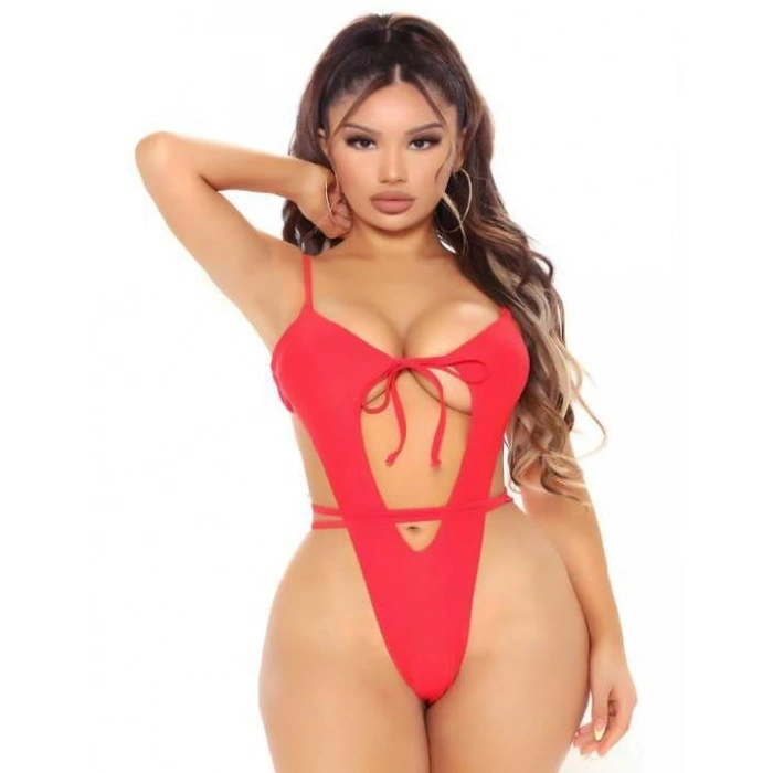 Sana Ne Lazımdı Kırmızı İp Detaylı Fantezi Babydoll