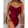 Sana Ne Lazımdı Bordo Büzgülü Mini Club Elbisesi