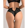 Sana Ne Lazımdı Siyah Dantel İşlemeli Arkası Kalp Detaylı Fantezi String Tanga