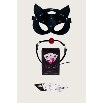 Sana Ne Lazımdı Sexy Görselli Oyun Kartı Kama Sutra Siyah Ağız Topu Maske Set