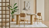 Legna Fixed Dining Table - Marble Pattern - 180x100 cm