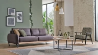Solid Three-Seater Sofa with Coffee Table