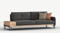 Solid 3-Seater Sofa with Coffee Table