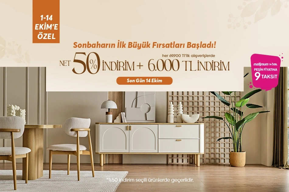 Sepette Net %50 İndirim + Her 69.900 TL Alışverişe 6.000 TL İndirim