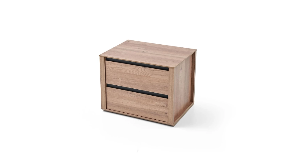 Solid Bedside Table - 2 Drawer