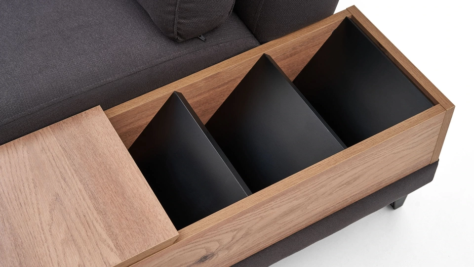 Solid Three-Seater Sofa with Coffee Table