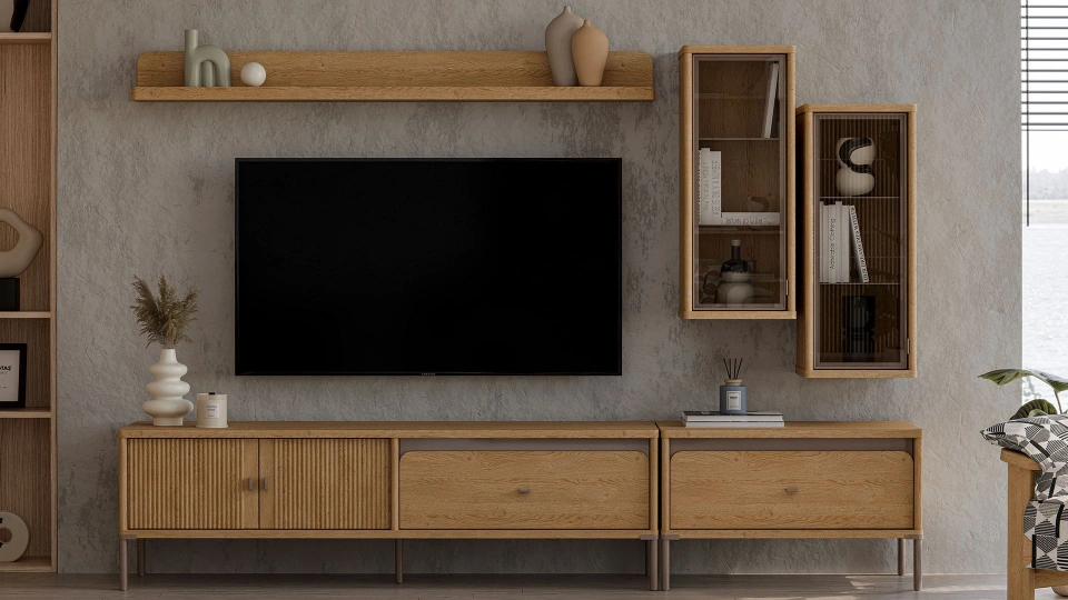 Kalia Tv Ünitesi Üst Modül Cam Kapaklı