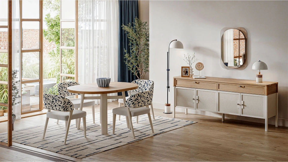 Linthe Açılır Yuvarlak Yemek Masası