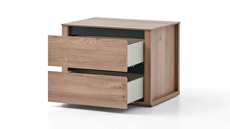 Solid Bedside Table - 2 Drawer