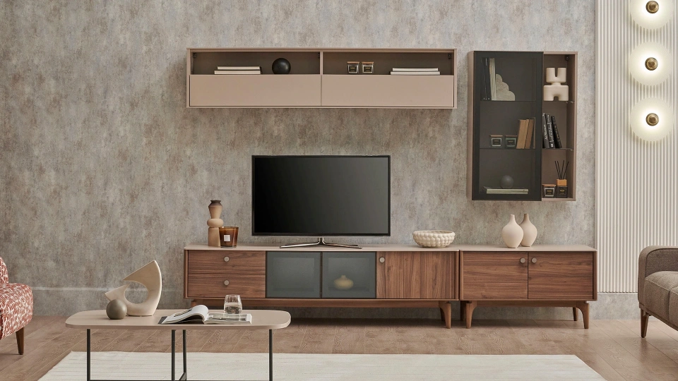 Costa Tv Ünitesi Üst Modül - Camlı