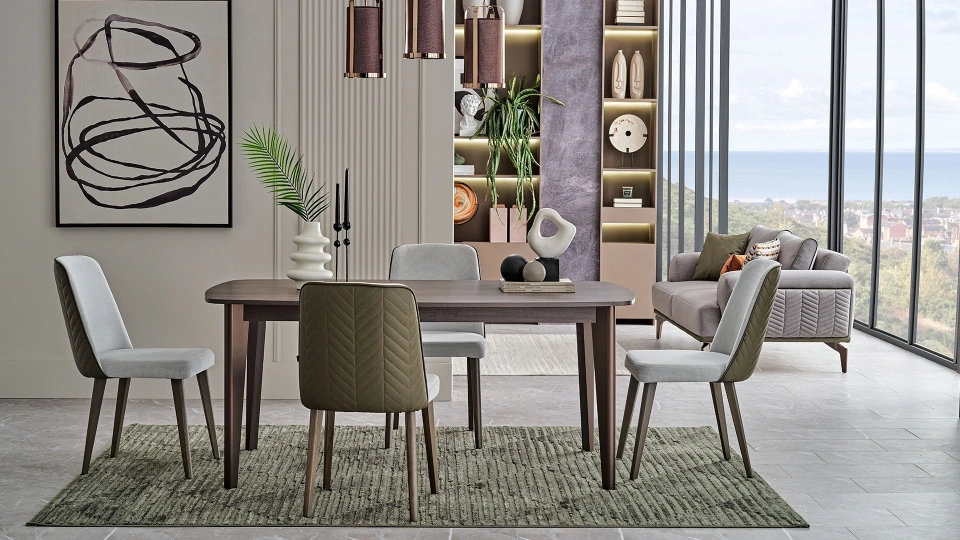 Piero Sabit Yemek Masası - 180 cm - Koyu Kahverengi