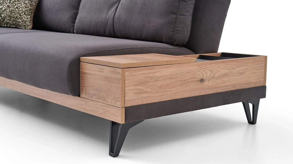 Solid Three-Seater Sofa with Coffee Table