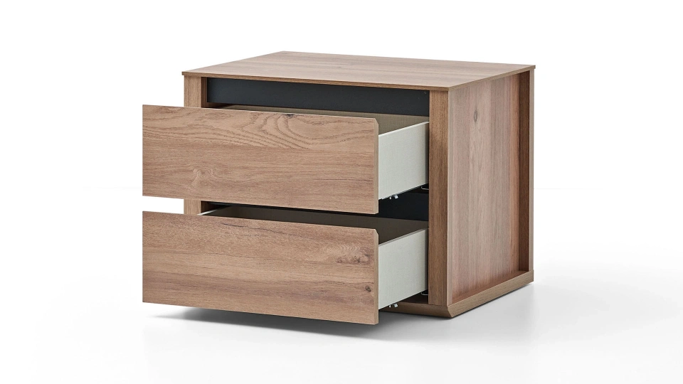 Solid Bedside Table - 2 Drawer