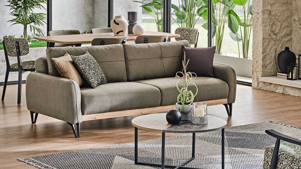 Solid Three-Seater Sofa