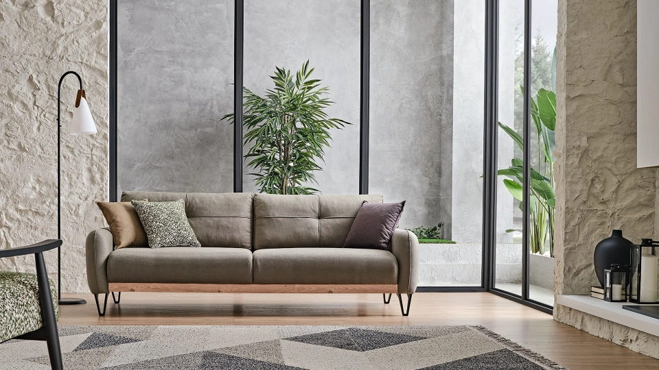 Solid Three-Seater Sofa