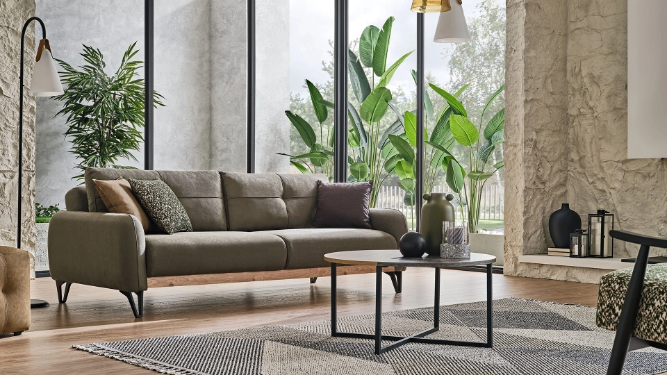 Solid Three-Seater Sofa