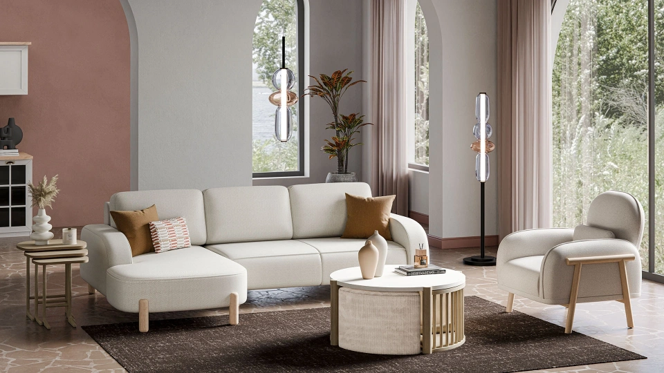 Parvi Corner Sofa Bed Set with Storage
