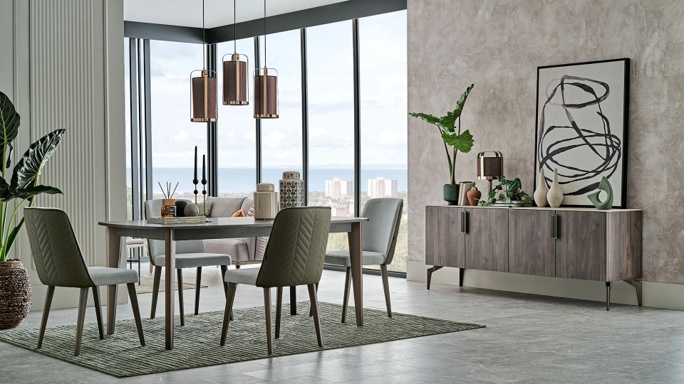 Piero Sabit Yemek Masası - 180 cm - Koyu Kahverengi