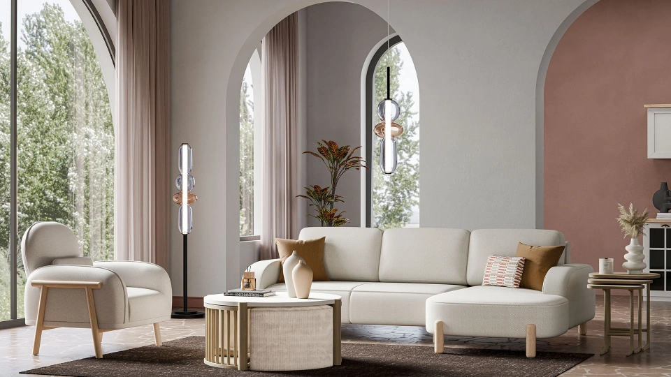 Parvi Corner Sofa Bed Set with Storage