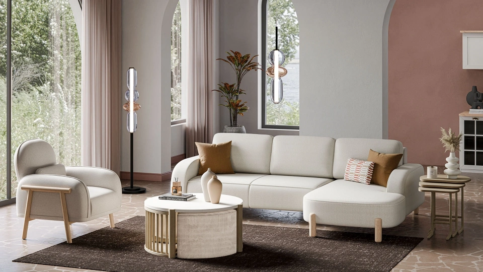 Parvi Corner Sofa Bed Set with Storage