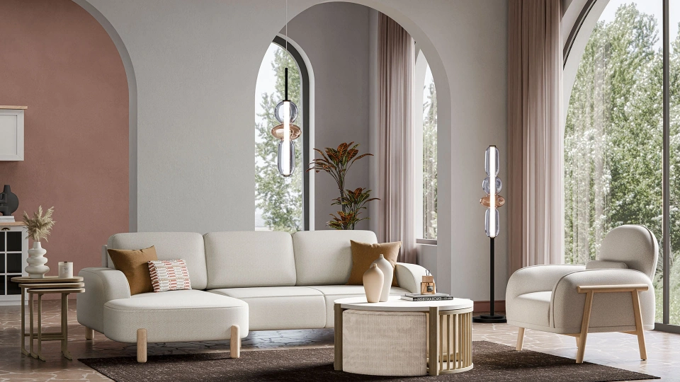 Parvi Corner Sofa Bed Set with Storage