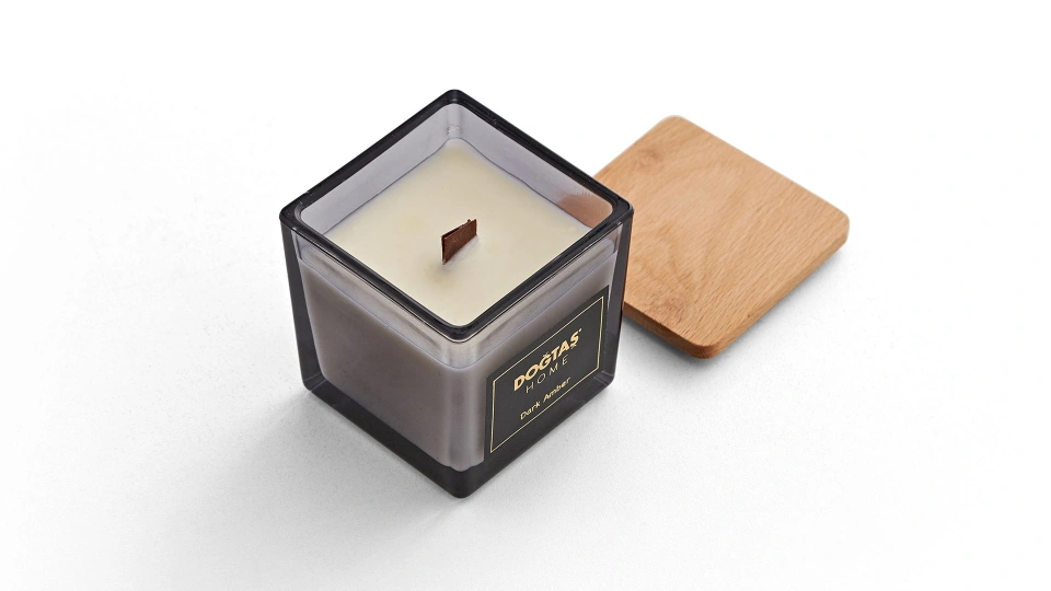 Doğtaş Home Dark Amber Ahşap Kapaklı Mum