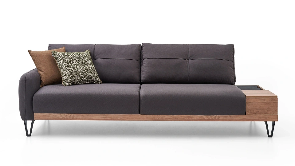 Solid 3-Seater Sofa with Coffee Table
