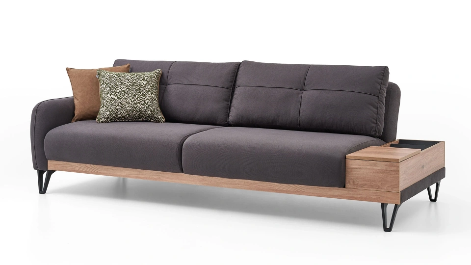 Solid 3-Seater Sofa with Coffee Table