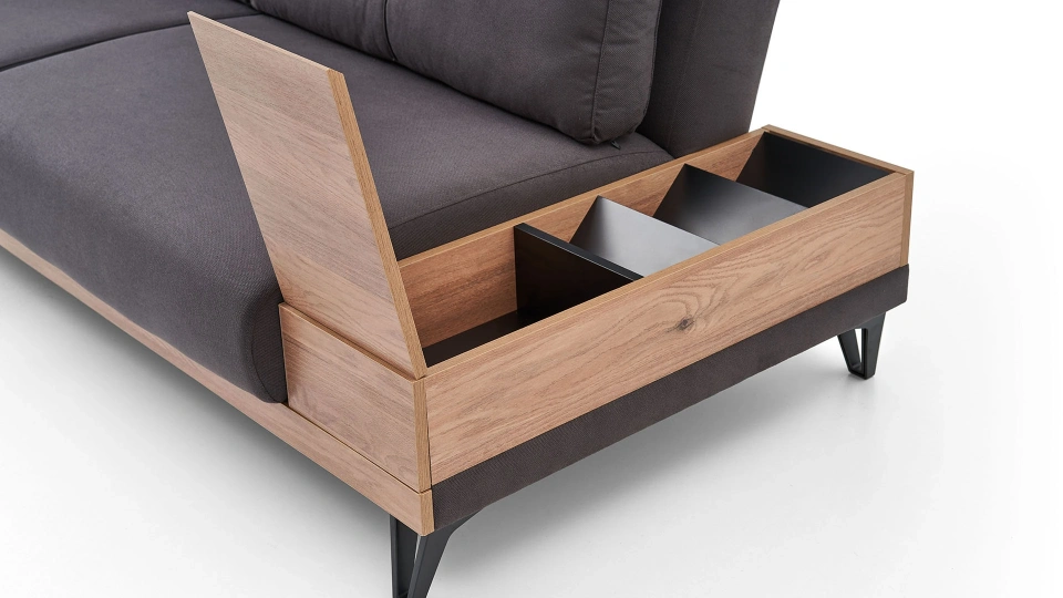 Solid 3-Seater Sofa with Coffee Table