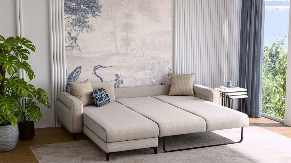 Lumeris Corner Sofa Bed with Storage