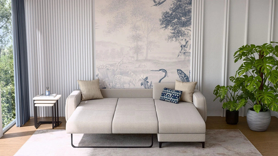 Lumeris Corner Sofa Bed with Storage