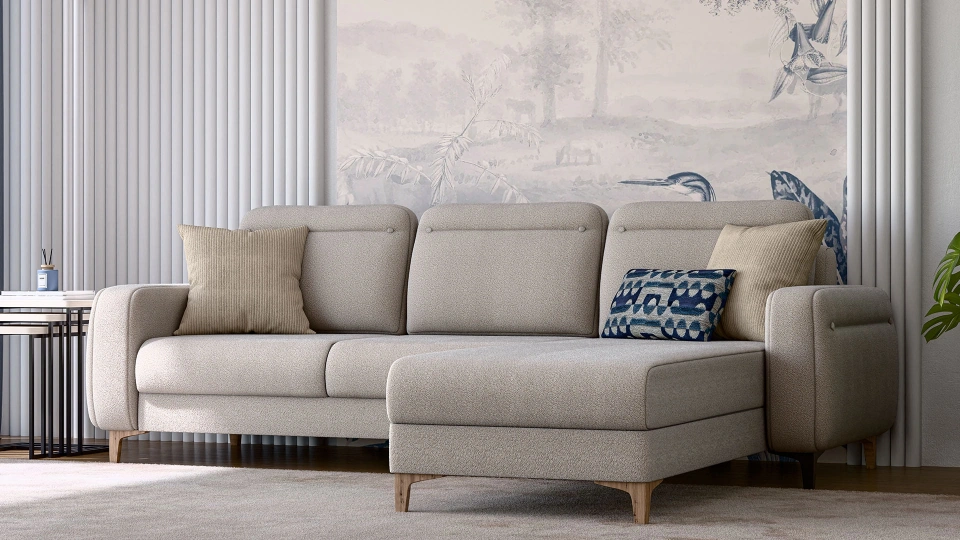 Lumeris Corner Sofa Bed with Storage