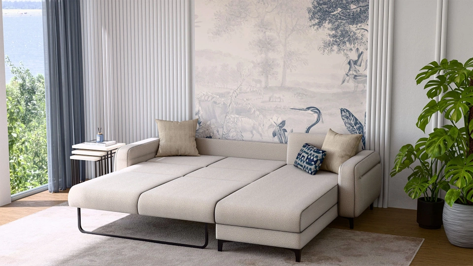 Lumeris Corner Sofa Bed with Storage