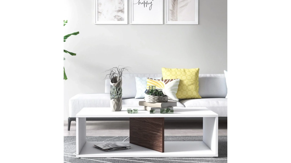 Cury Orta Sehpa Ceviz Beyaz