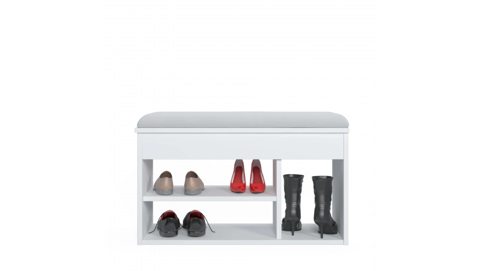 Pera Cushioned Shoe Cabinet White