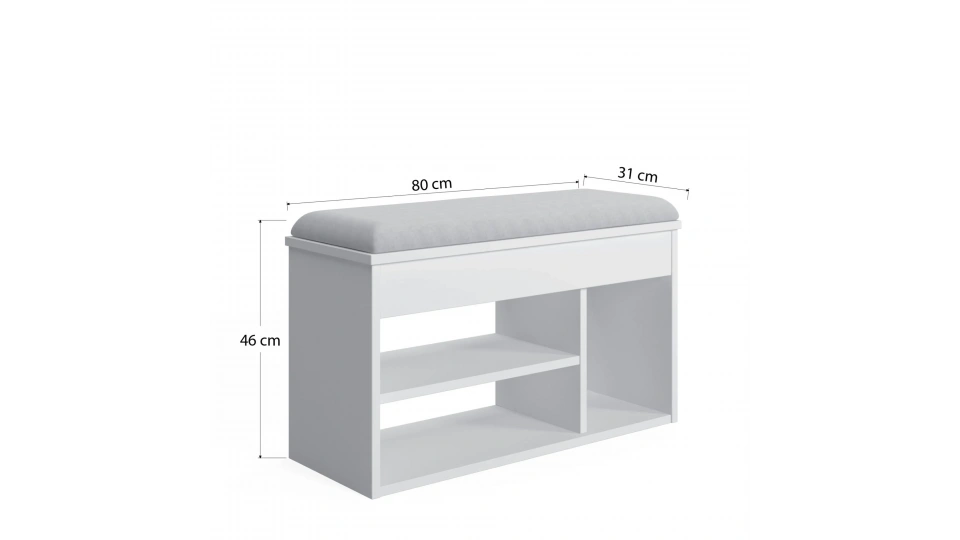 Pera Cushioned Shoe Cabinet White