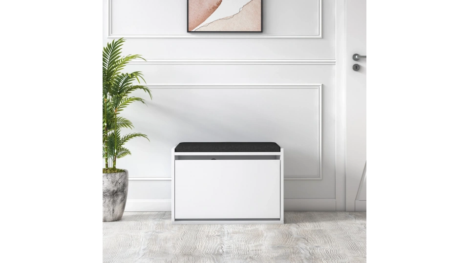 Tona Shoe Cabinet with Cushion White